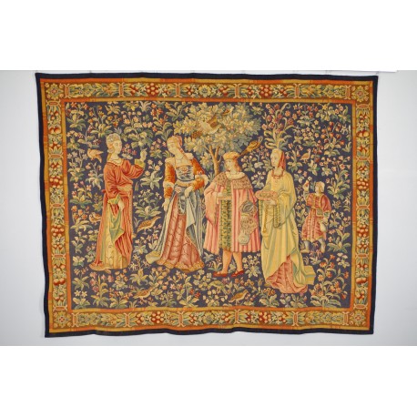 Aubusson medieval style tapestry with a thousand flowers