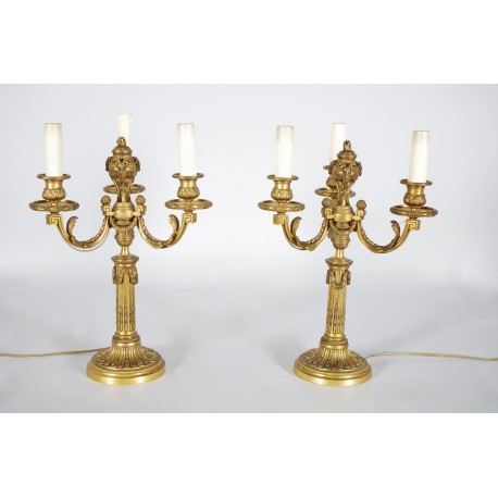 Louis XVI style gilt bronze candelabra
