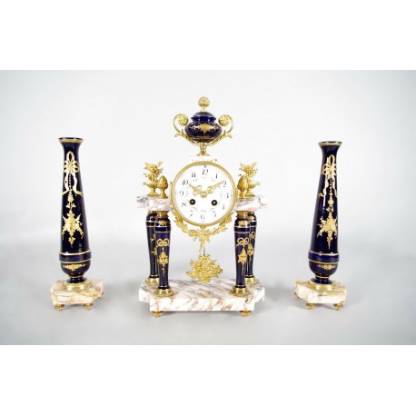Louis XVI style porcelain mantel set
