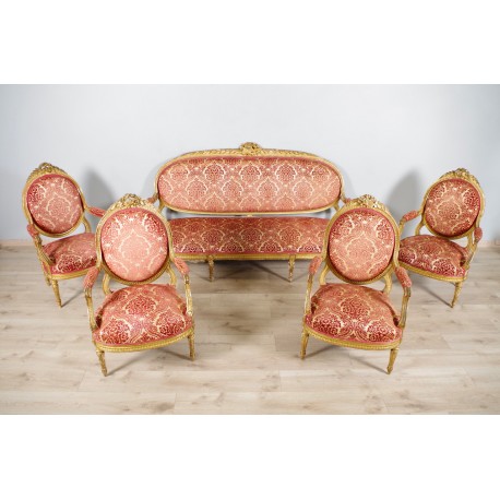 Louis XVI style living room, gilded wood