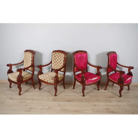 Four armchairs stamped Veuve Grange et Bétout