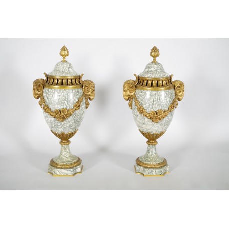 Pair of Louis XVI style perfume-burner vases