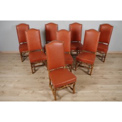 Huit chaises os de mouton style Louis XIII