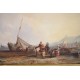 J.Le Dieu - Boats and fishermen on the beach