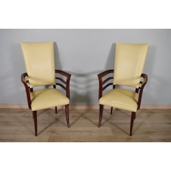 Pair of Art-Deco mahogany-leather armchairs