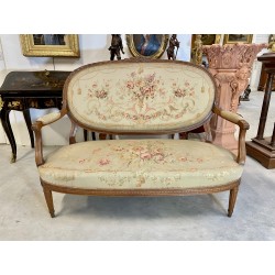 Louis XVI style sofa Aubusson style tapestry
