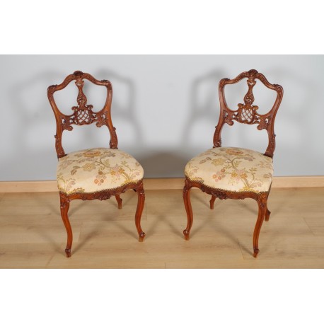 Pair of Louis XV style rocaille chairs 1900