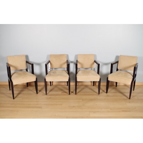Four black lacquered armchairs 1940