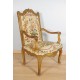 Regence-style gilded armchair petit point tapestry