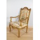 Regence-style gilded armchair petit point tapestry