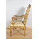 Regence-style gilded armchair petit point tapestry