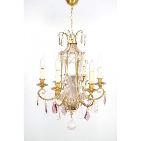 Bronze and crystal chandelier in the Louis XVI style