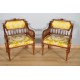 Pair of Louis XVI style armchairs walnut 1900