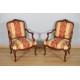 Pair of Regency-style walnut armchairs