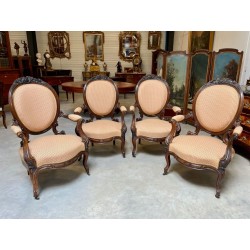 Four Napoleon III armchairs