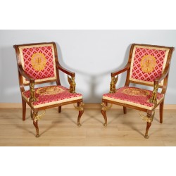 Pair of Retour d'Egypte Empire-style armchairs