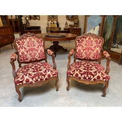 Pair of Louis XV style Nogaret armchairs