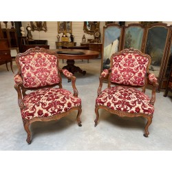 Pair of Louis XV style Nogaret armchairs