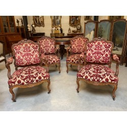 Four Louis XV style Nogaret armchairs