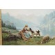 Théodore Lévigne : Shepherdess And Sheep In The Mountain
