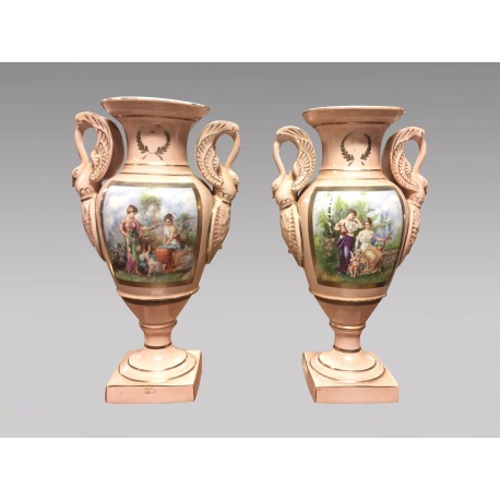 Pair Of Porcelain Vases Empire Style