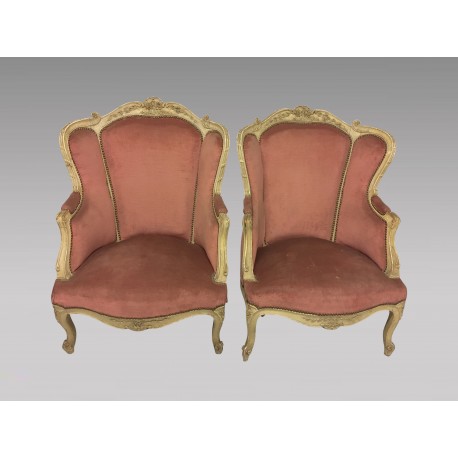 Pair of painted bergères in the Louis XV style