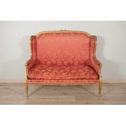 Louis XVI style giltwood sofa